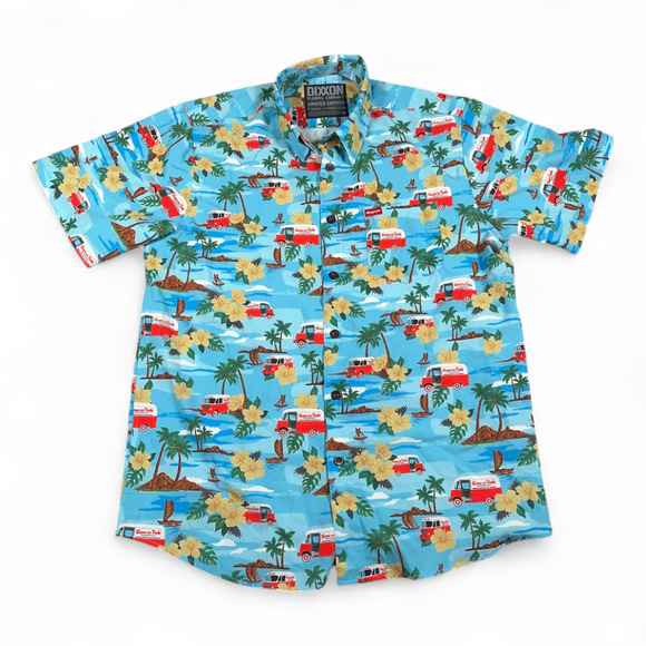 Dixxon Flannel Hawaiian Shirt Adult LARGE Blue Snap On Tools Floral Limited Ed - Picture 1 of 10